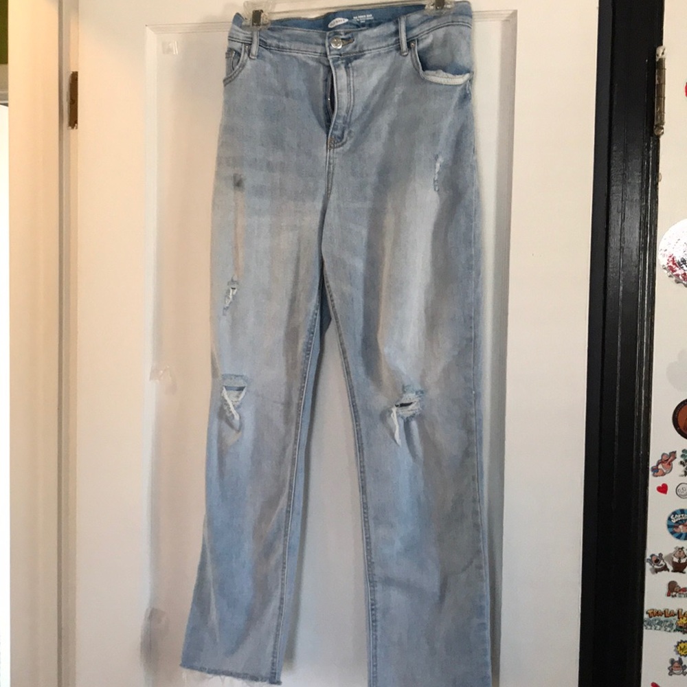 Light blue old navy distressed skinny jeans
